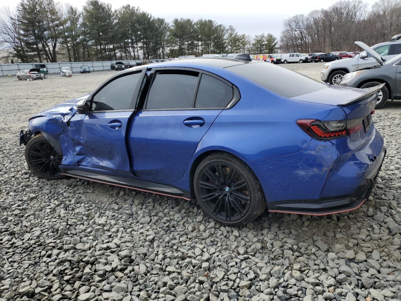 2022 BMW M3 VIN WBS43AY01NFL80708 Copart auction photo, front end / side damage thumbnail 2