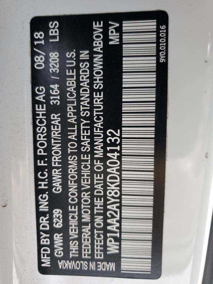 2019 Porsche Cayenne VIN WP1AA2AY8KDA04132 Copart auction photo, water/flood damage thumbnail 13