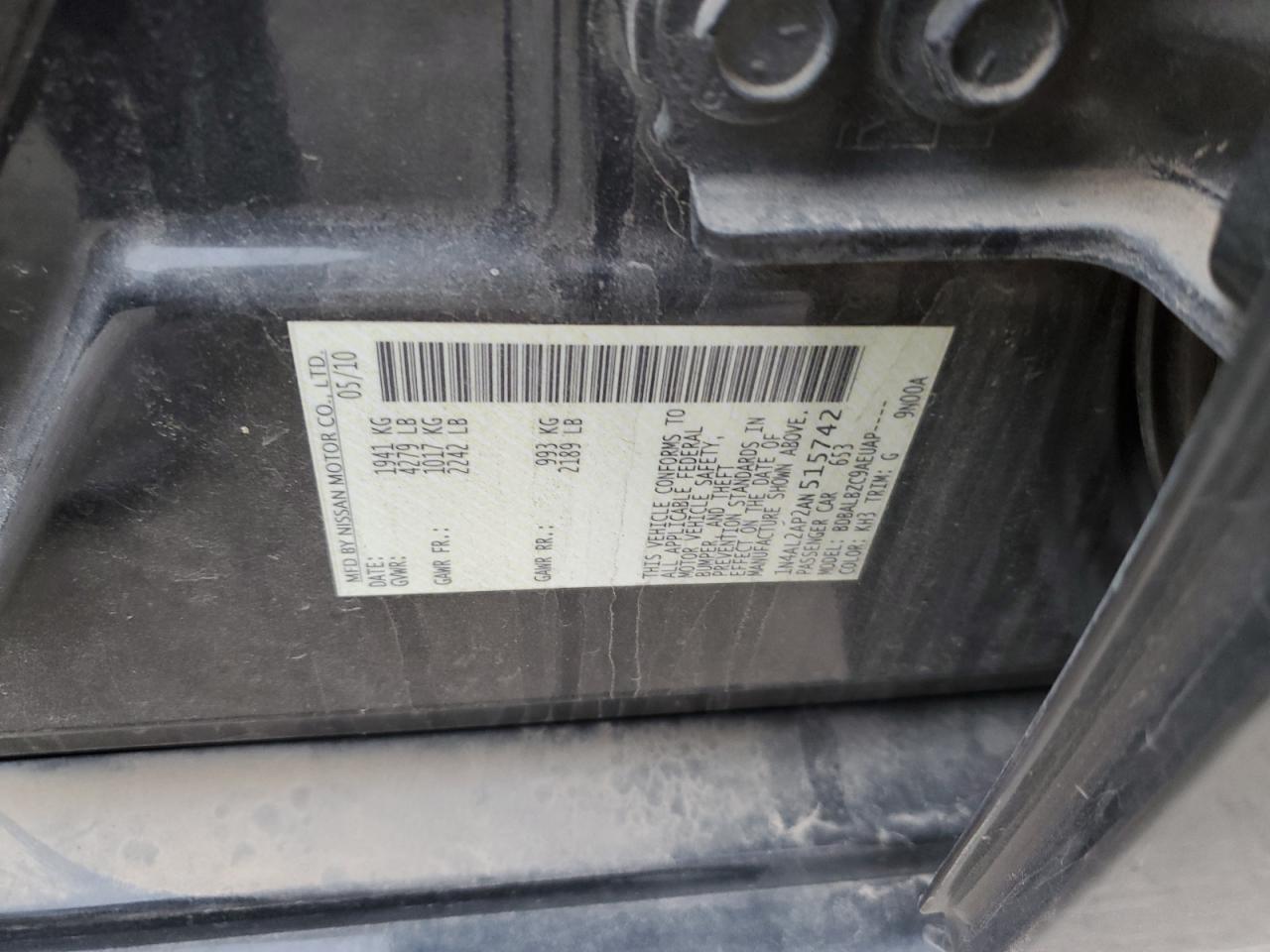 2010 Nissan Altima VIN 1N4AL2AP2AN515742 Copart auction photo, side damage thumbnail 12