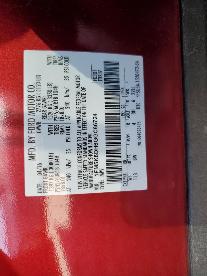 2021 Ford Explorer VIN 1FM5K8DH6GGC86724 Copart auction photo, front end / side damage thumbnail 13