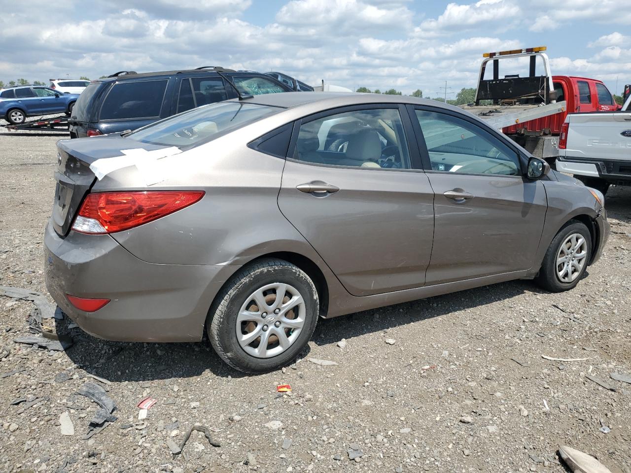 2014 Hyundai Accent VIN KMHCT4AE5EU637807 Copart auction photo, rear end / front end damage thumbnail 3
