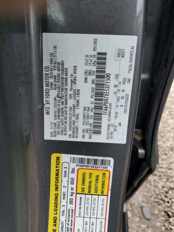 2014 Ford Fusion VIN 1FA6P0H7XE5371500 Copart auction photo, front end damage thumbnail 12