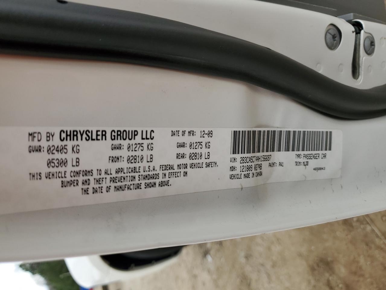 2010 Dodge Charger VIN 2B3CA5CT4AH156697 Copart auction photo, rear end damage thumbnail 14