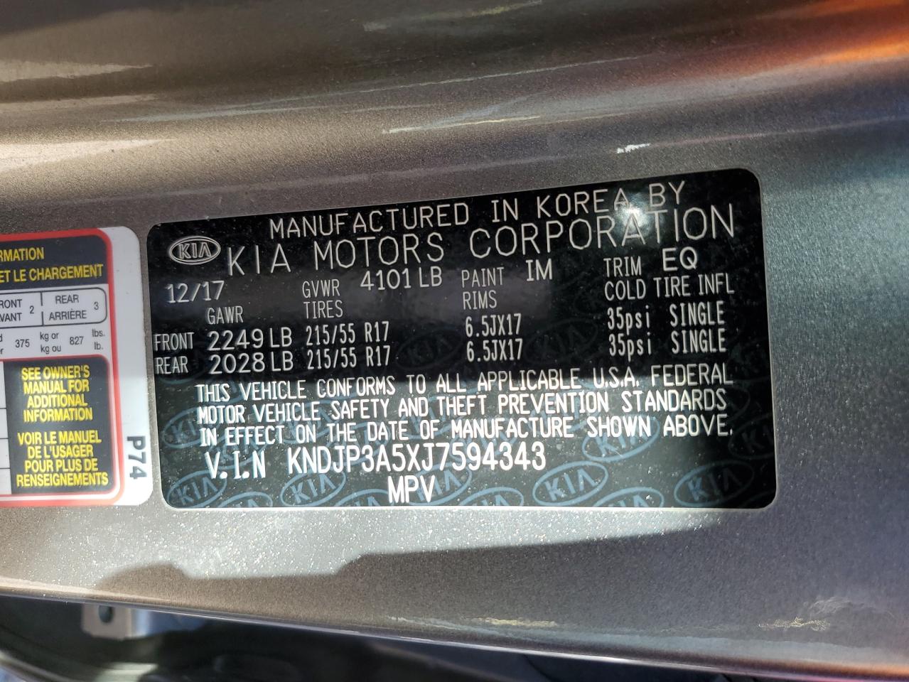 2018 KIA Soul VIN KNDJP3A5XJ7594343 Copart auction photo, all over damage thumbnail 13