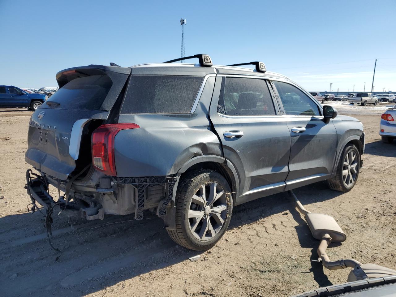 2021 Hyundai Palisade VIN KM8R5DHE7MU296631 Copart auction photo, all over / side damage thumbnail 3