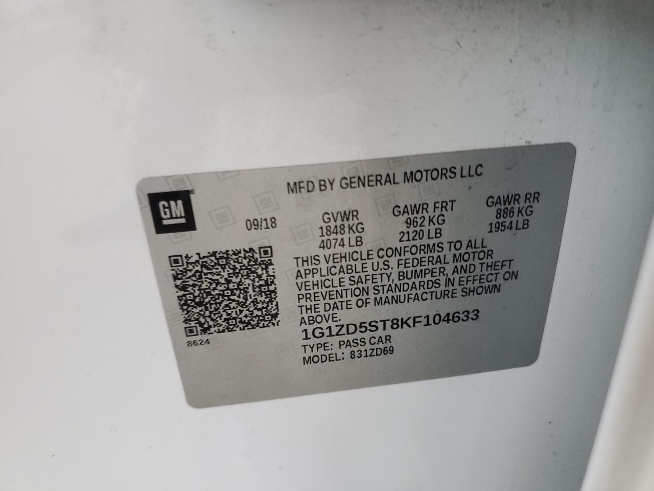 2019 Chevrolet Malibu VIN 1G1ZD5ST8KF104633 Copart auction photo, front end / rear end damage thumbnail 14