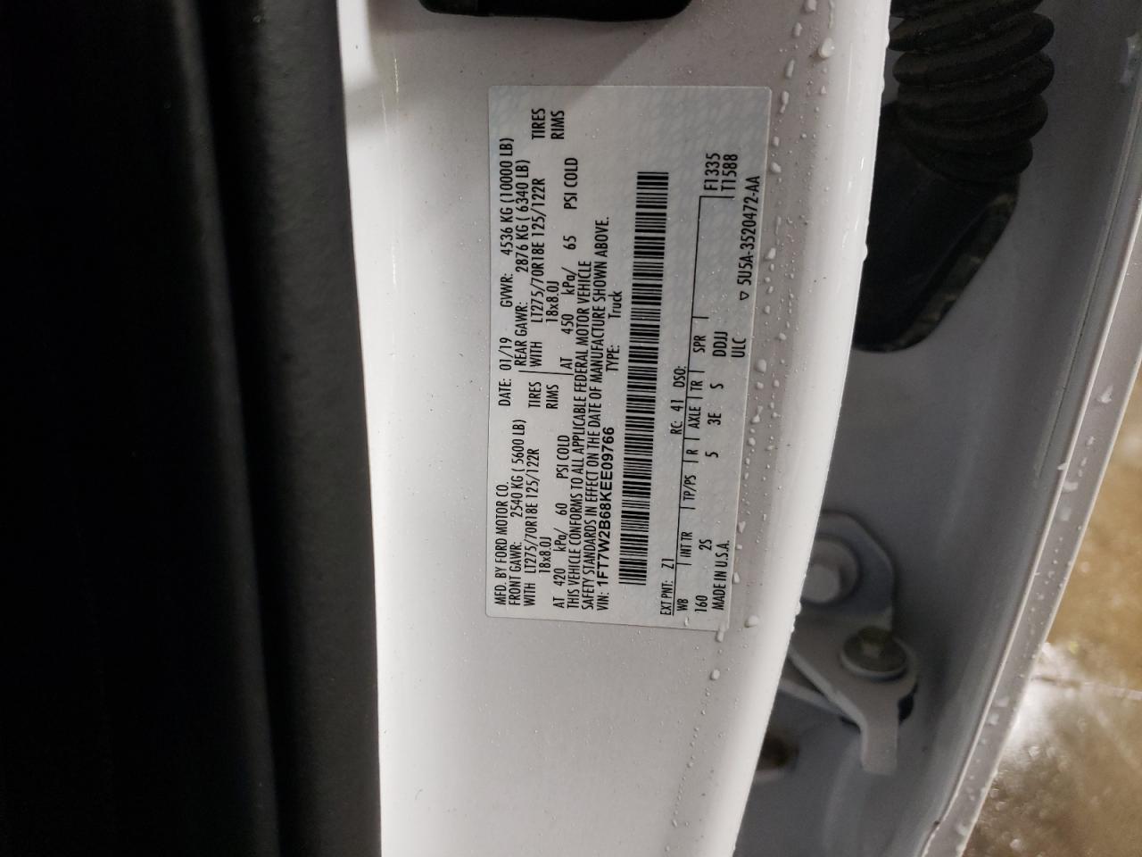 2019 Ford F250 VIN 1FT7W2B68KEE09766 Copart auction photo, rollover damage thumbnail 13