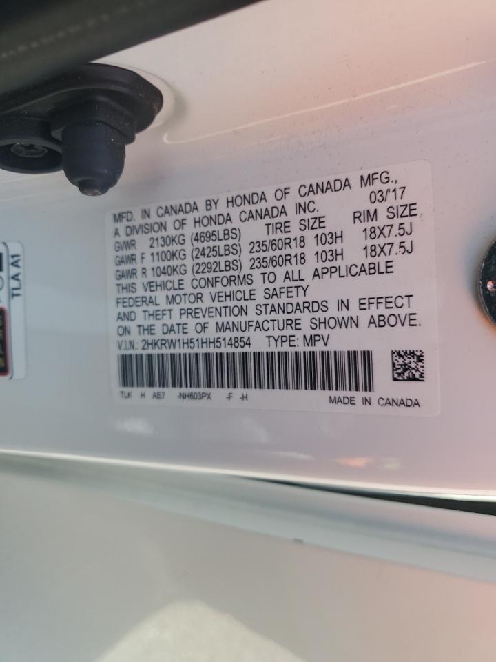 2017 Honda CR-V VIN 2HKRW1H51HH514854 Copart auction photo, front end damage thumbnail 15