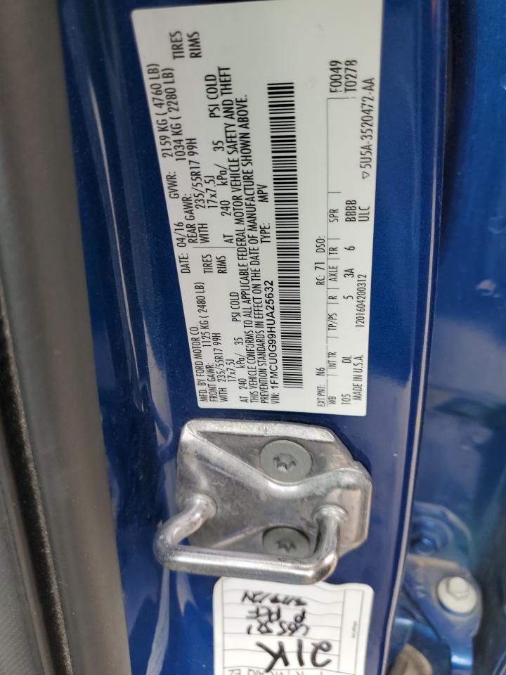 2017 Ford Escape VIN 1FMCU0G99HUA25632 Copart auction photo, side damage thumbnail 13