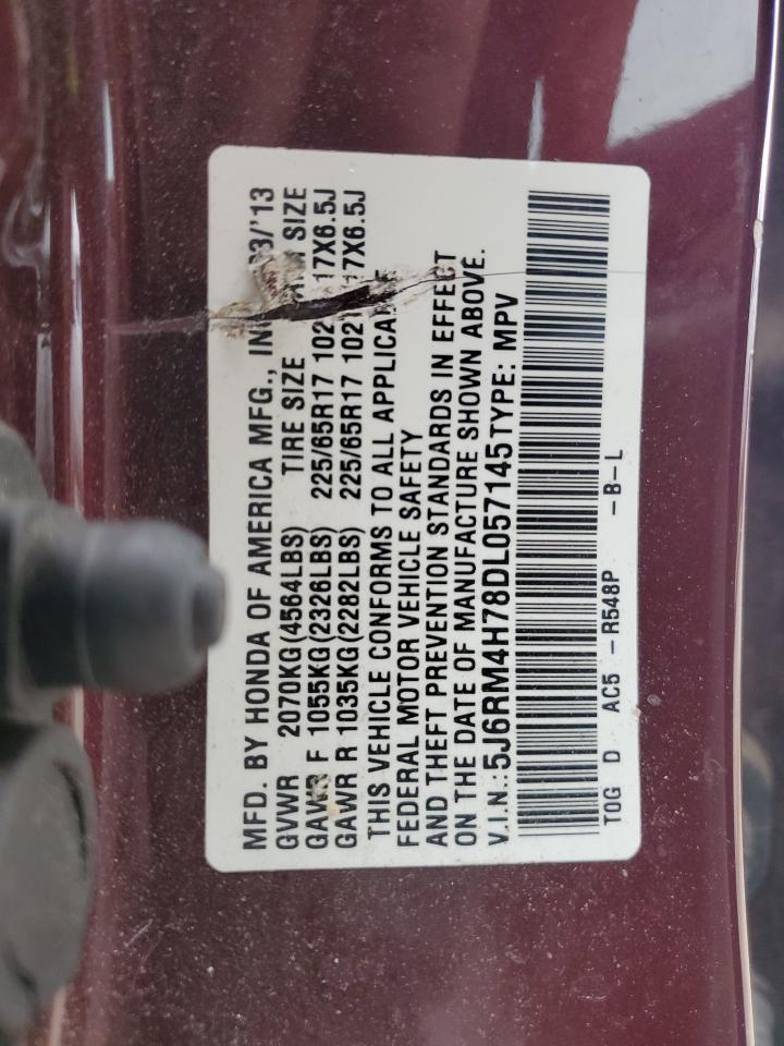 2013 Honda CR-V VIN 5J6RM4H78DL057145 Copart auction photo, front end damage thumbnail 13
