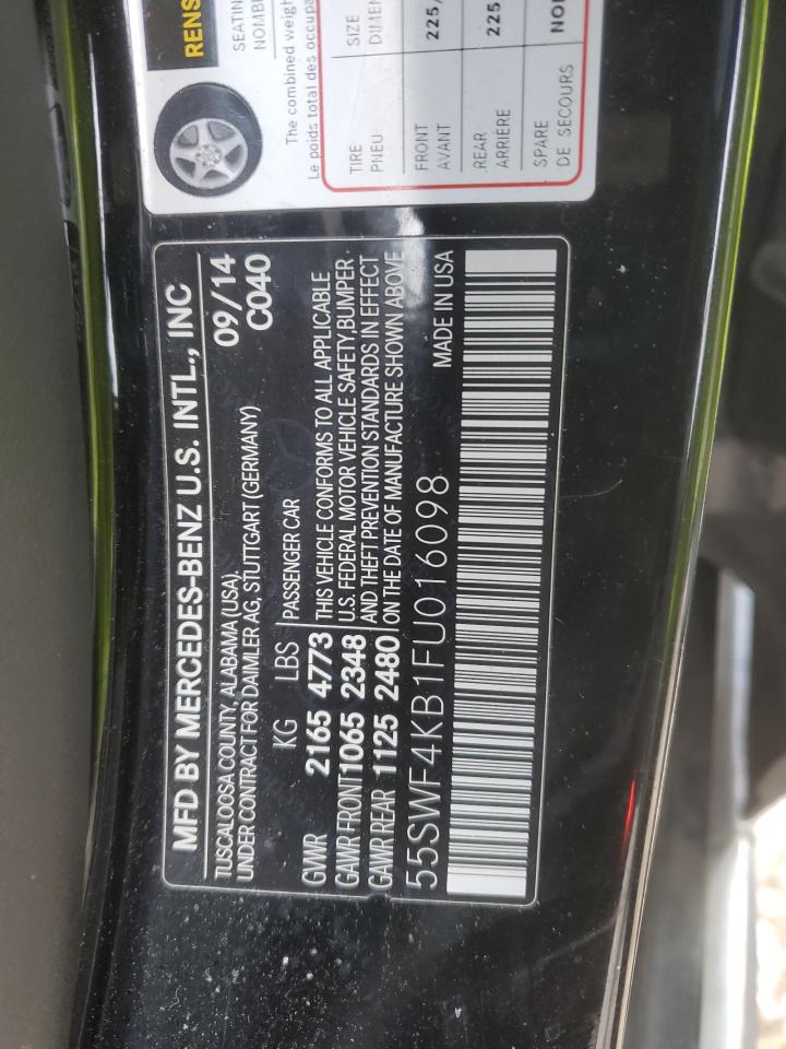 2015 Mercedes-Benz C-klasse VIN 55SWF4KB1FU016098 Copart auction photo, minor dent/scratches damage thumbnail 12