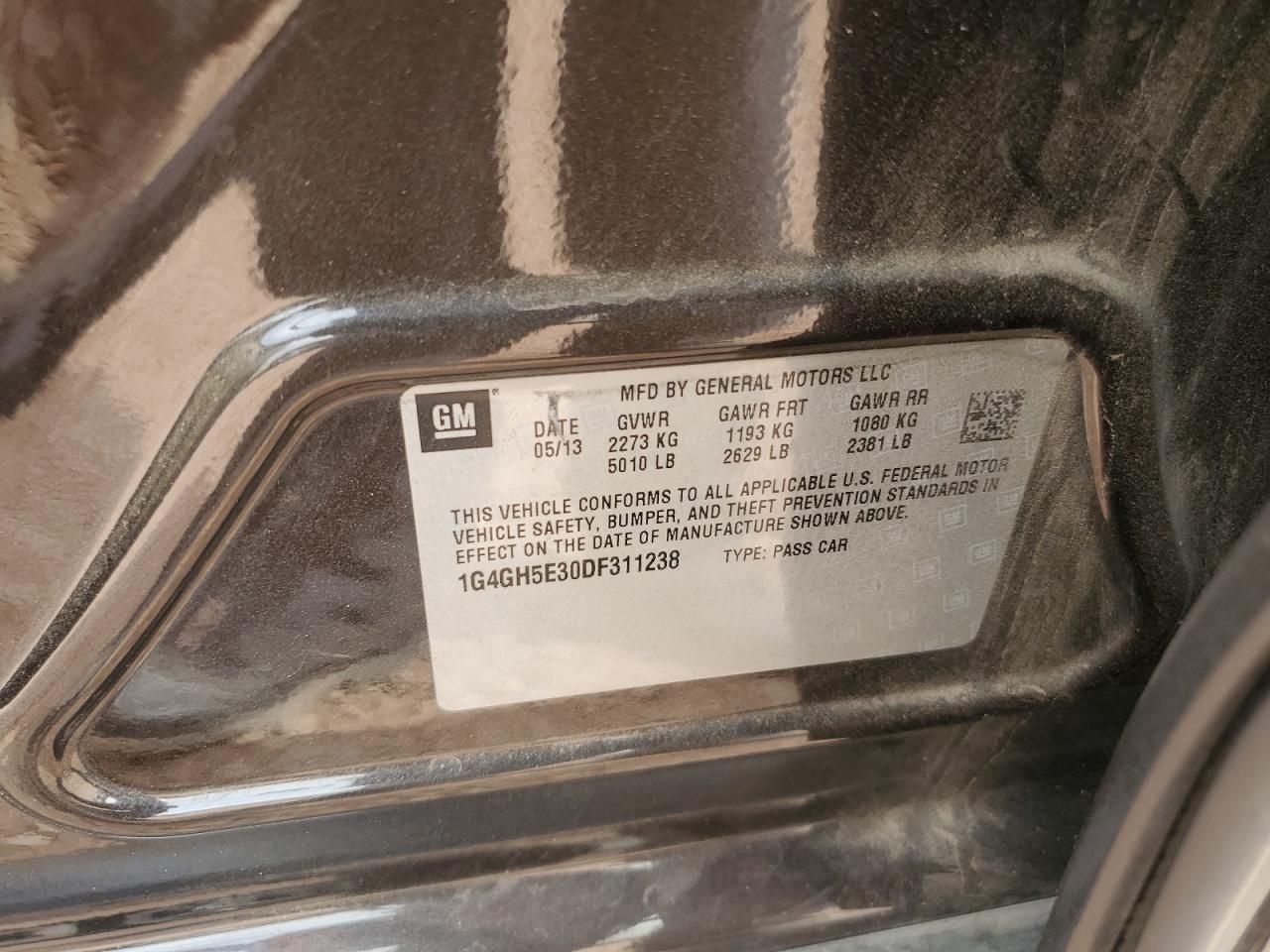 2013 Buick LaCrosse VIN 1G4GH5E30DF311238 Copart auction photo, front end damage thumbnail 15