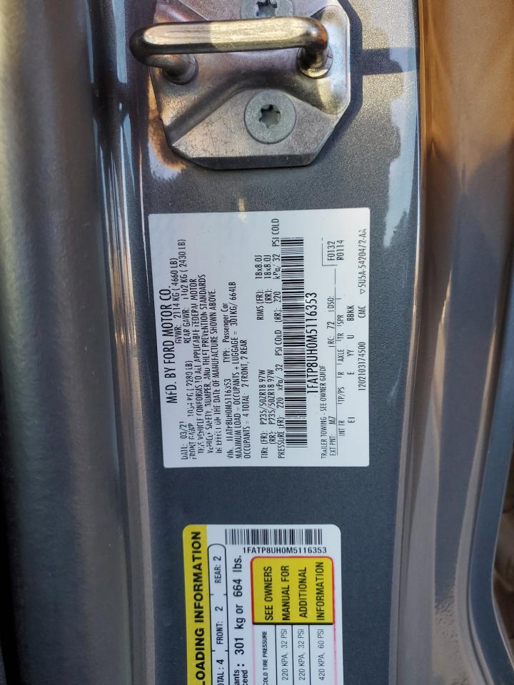 2021 Ford Mustang VIN 1FATP8UH0M5116353 Copart auction photo, all over damage thumbnail 13