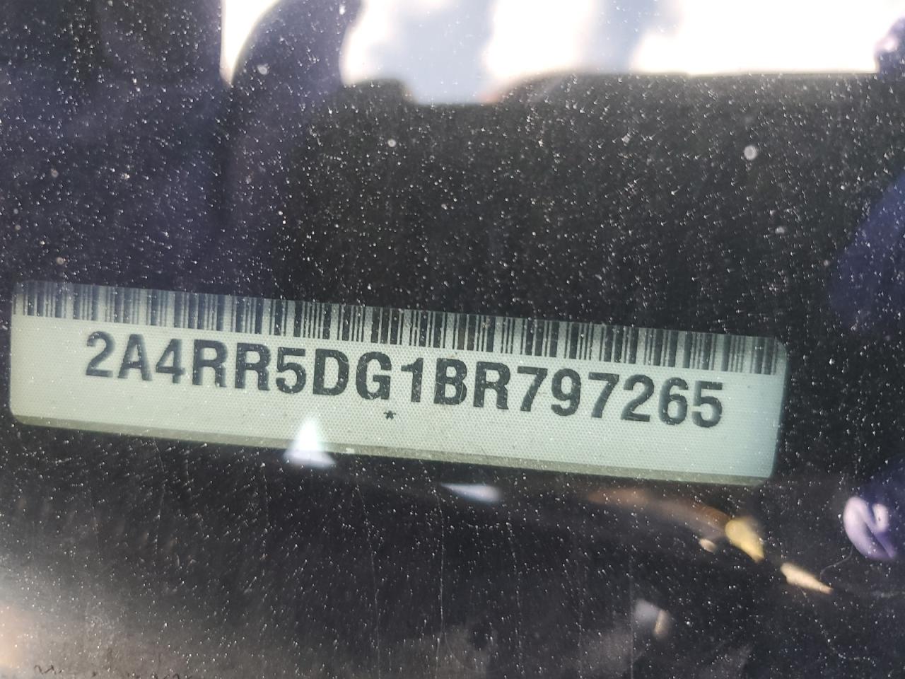 2011 Chrysler Town & Country VIN 2A4RR5DG1BR797265 Copart auction photo, rear end / side damage thumbnail 15