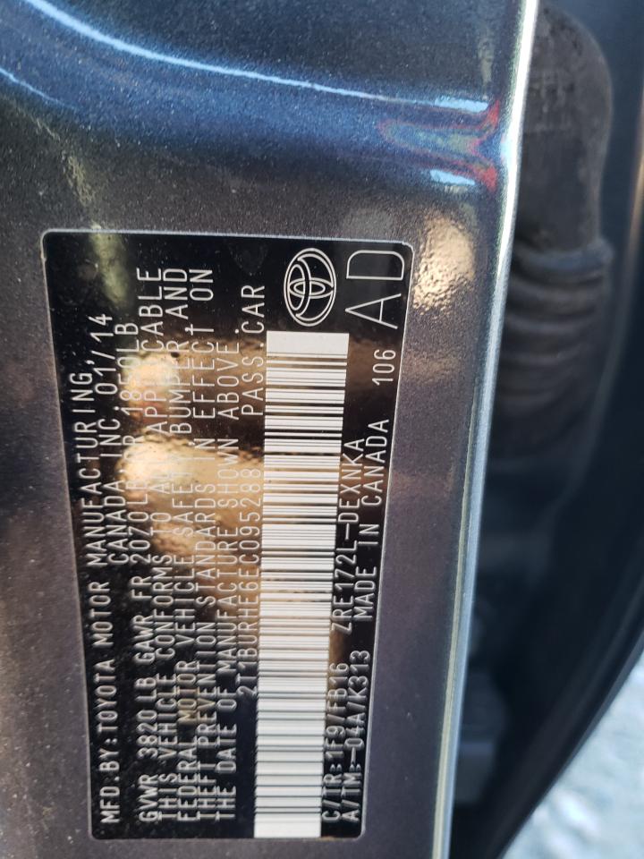 2014 Toyota Corolla VIN 2T1BURHE6EC095288 Copart auction photo, front end damage thumbnail 12