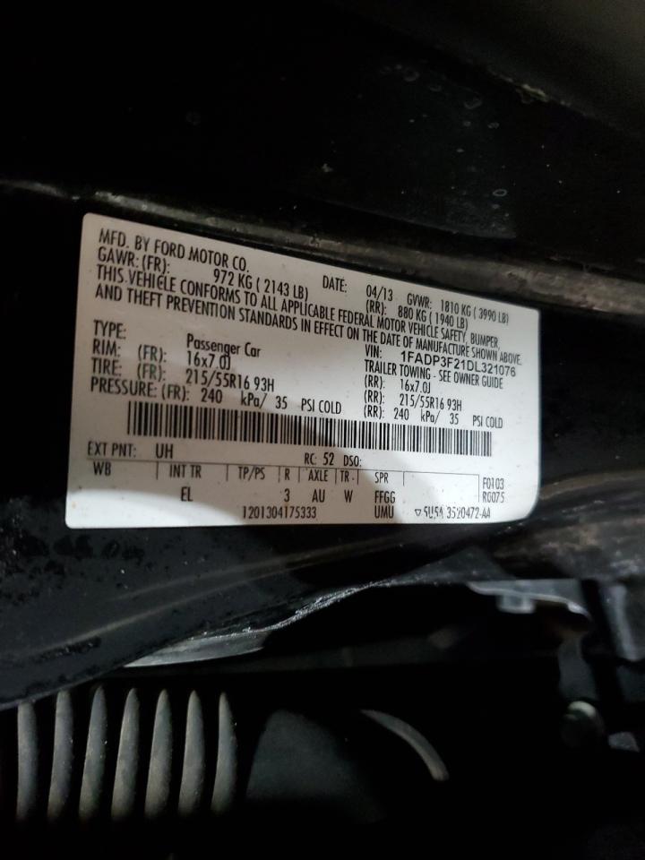 2013 Ford Focus VIN 1FADP3F21DL321076 Copart auction photo, front end / side damage thumbnail 14