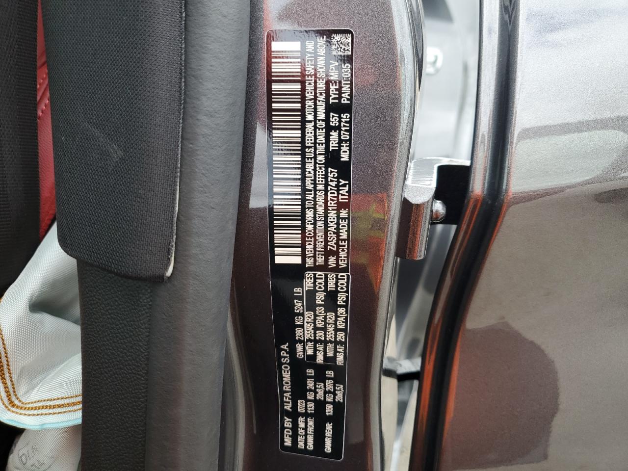 2024 Alfa Romeo Stelvio VIN ZASPAKBN1R7D74757 Copart auction photo, front end damage thumbnail 15