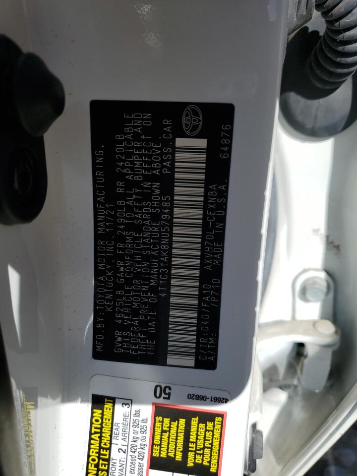 2022 Toyota Camry VIN 4T1C31AK8NU579485 Copart auction photo, all over damage thumbnail 12