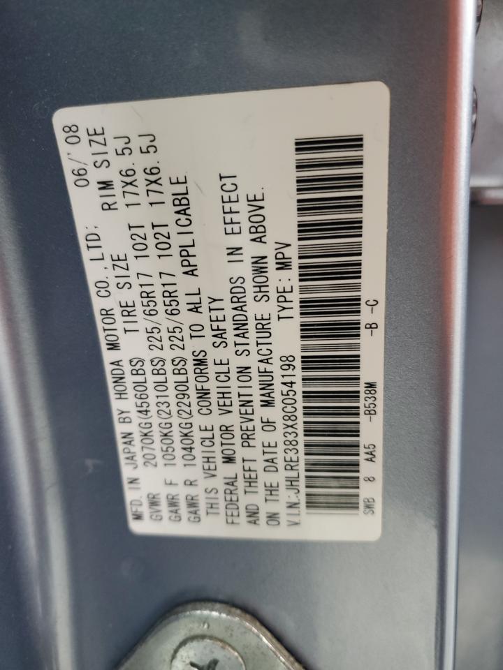 2008 Honda CR-V VIN JHLRE383X8C054198 Copart auction photo, front end damage thumbnail 15