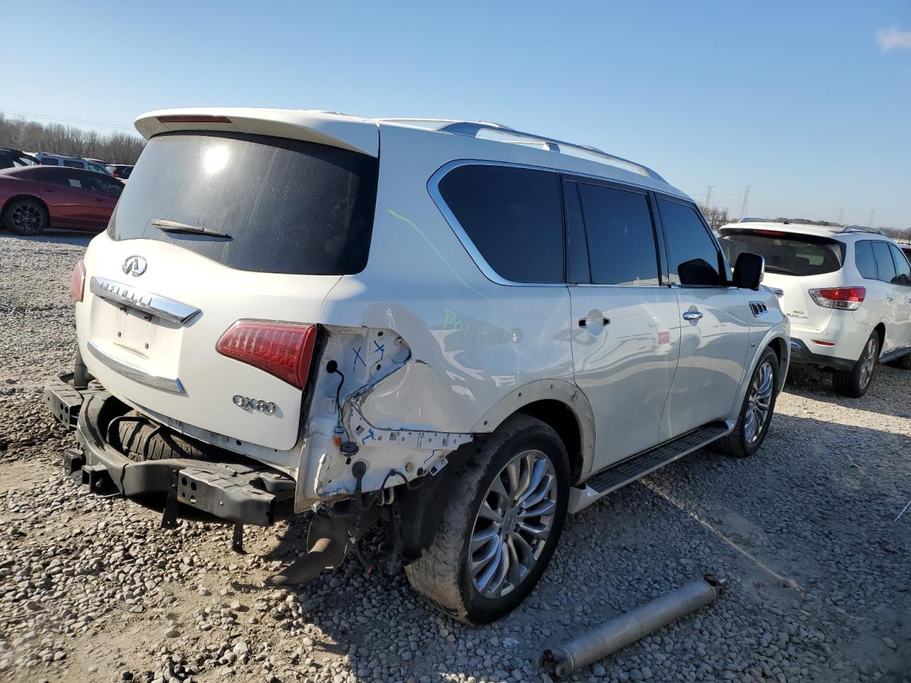 2015 Infiniti QX80 VIN JN8AZ2NF3F9573972 Copart auction photo, rear end / minor dent/scratches damage thumbnail 3