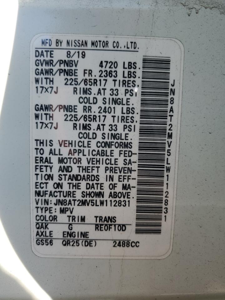 2020 Nissan Rogue VIN JN8AT2MV5LW112831 Copart auction photo, unknown damage thumbnail 13