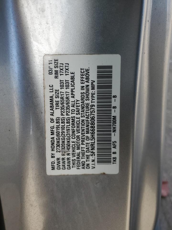 2011 Honda Odyssey VIN 5FNRL5H66BB067579 Copart auction photo, all over damage thumbnail 13