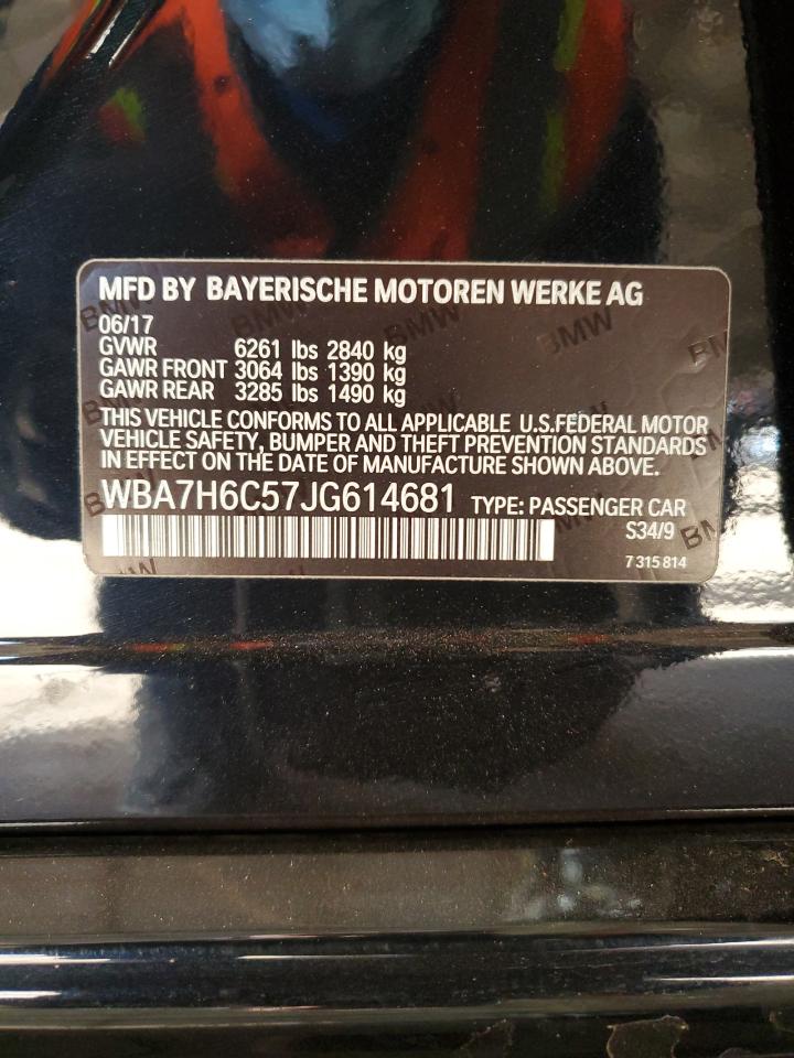 2018 BMW 7er VIN WBA7H6C57JG614681 Copart auction photo, front end damage thumbnail 12