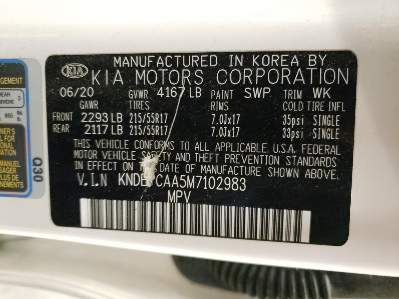 2021 KIA Seltos VIN KNDEPCAA5M7102983 Copart auction photo, front end / side damage thumbnail 14