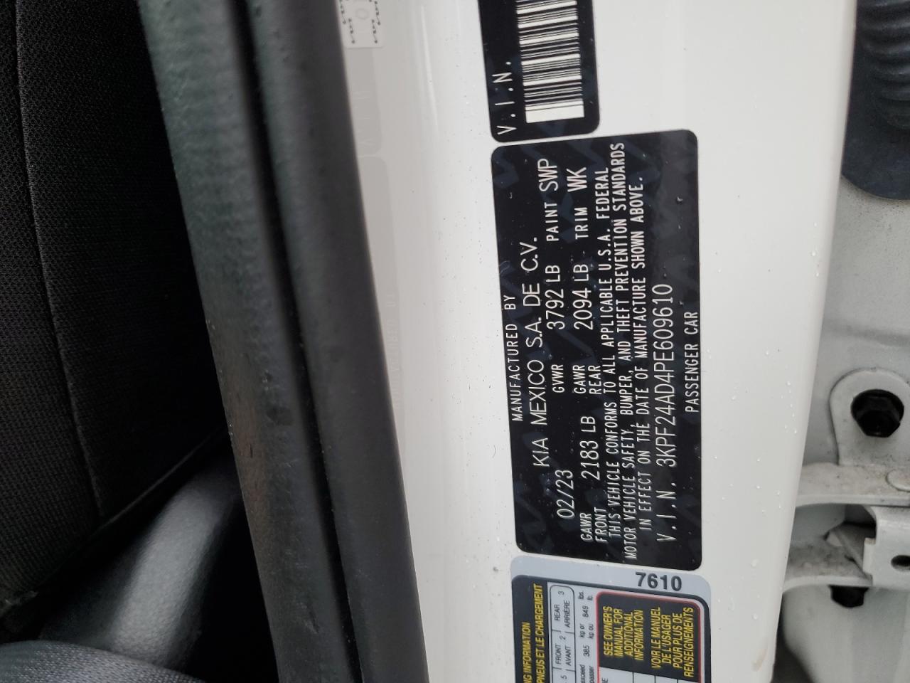 2023 KIA Forte VIN 3KPF24AD4PE609610 Copart auction photo, front end / rear end damage thumbnail 14