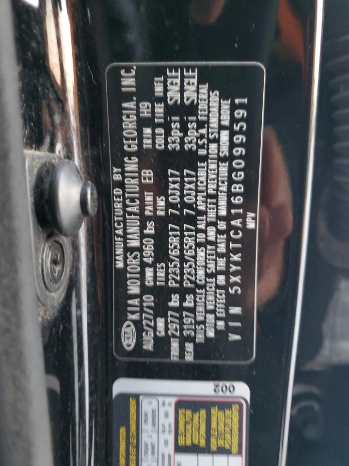 2011 KIA Sorento VIN 5XYKTCA16BG099591 Copart auction photo, all over damage thumbnail 13