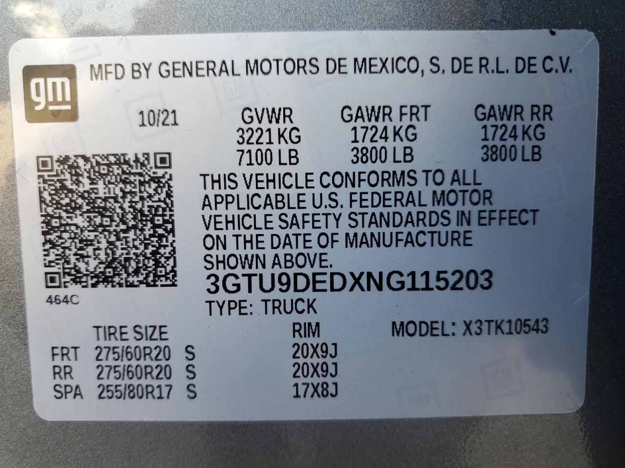 2022 GMC Sierra VIN 3GTU9DEDXNG115203 Copart auction photo, front end / side damage thumbnail 14