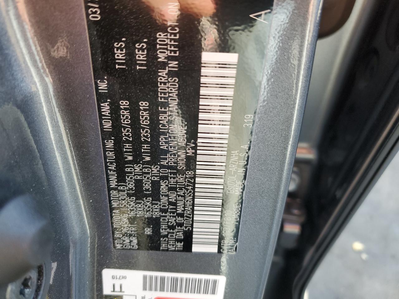 2022 Toyota Highlander VIN 5TDZZRAH6NS547218 Copart auction photo, undercarriage damage thumbnail 16