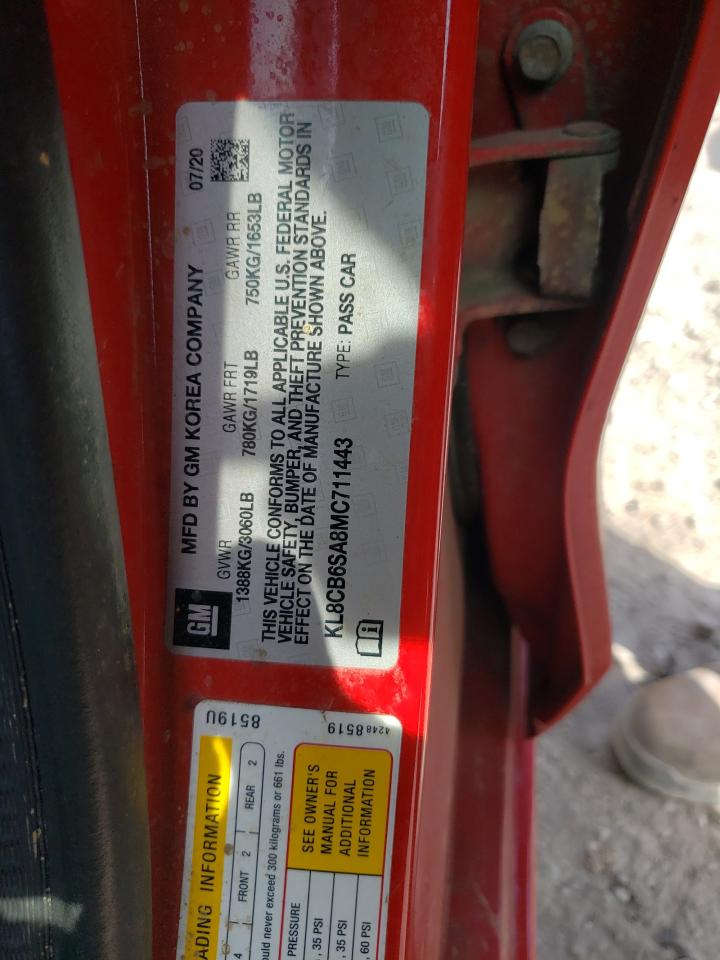 2021 Chevrolet Spark VIN KL8CB6SA8MC711443 Copart auction photo, front end damage thumbnail 12