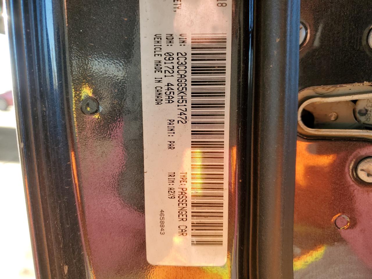 2019 Chrysler 300 VIN 2C3CCAGG5KH517472 Copart auction photo, front end / mechanical damage thumbnail 12
