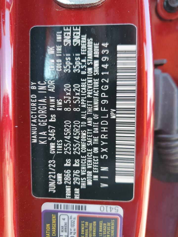 2023 KIA Sorento VIN 5XYRHDLF9PG214934 Copart auction photo, side / rear end damage thumbnail 15