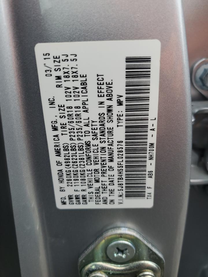 2015 Acura RDX VIN 5J8TB4H55FL028576 Copart auction photo, rear end / undercarriage damage thumbnail 13