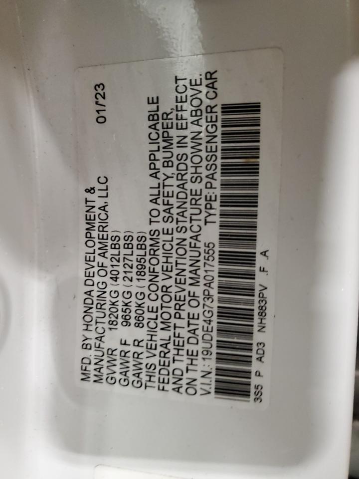 2023 Acura Integra VIN 19UDE4G73PA017555 Copart auction photo, front end damage thumbnail 12