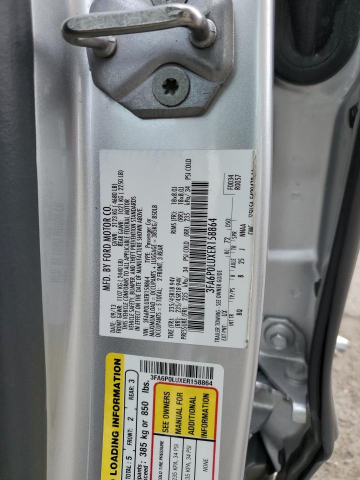 2014 Ford Fusion VIN 3FA6P0LUXER158864 Copart auction photo, rear end damage thumbnail 14