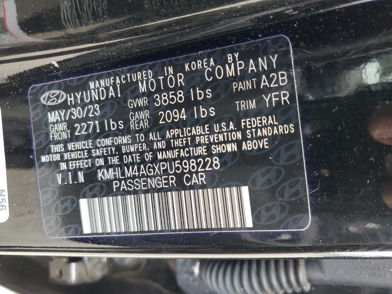 2023 Hyundai Elantra VIN KMHLM4AGXPU598228 Copart auction photo, front end / minor dent/scratches damage thumbnail 14