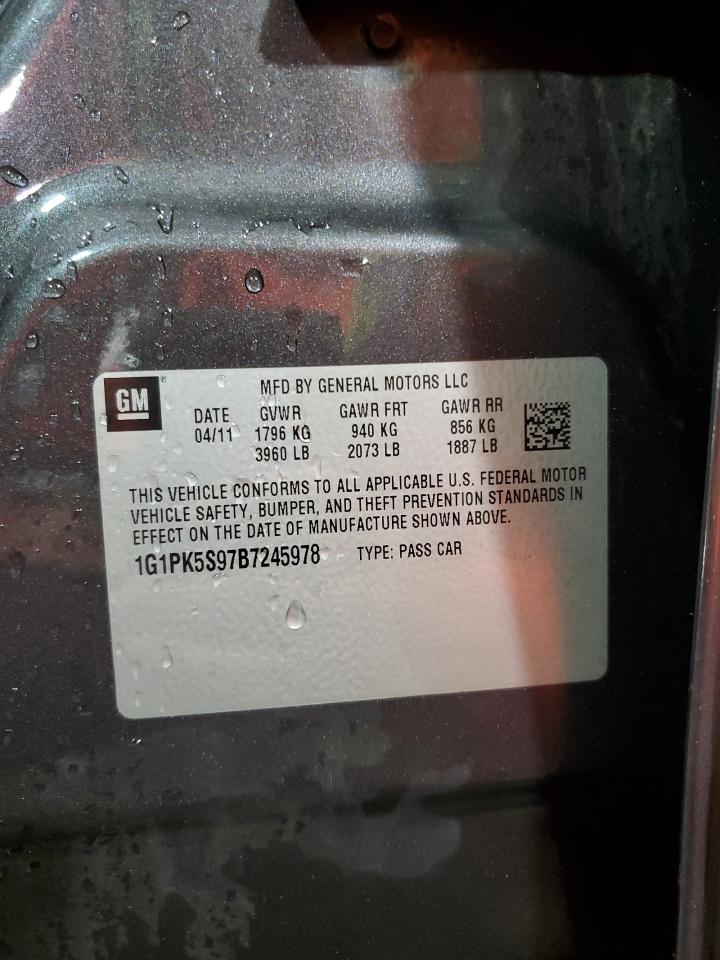 2011 Chevrolet Cruze VIN 1G1PK5S97B7245978 Copart auction photo, front end damage thumbnail 12