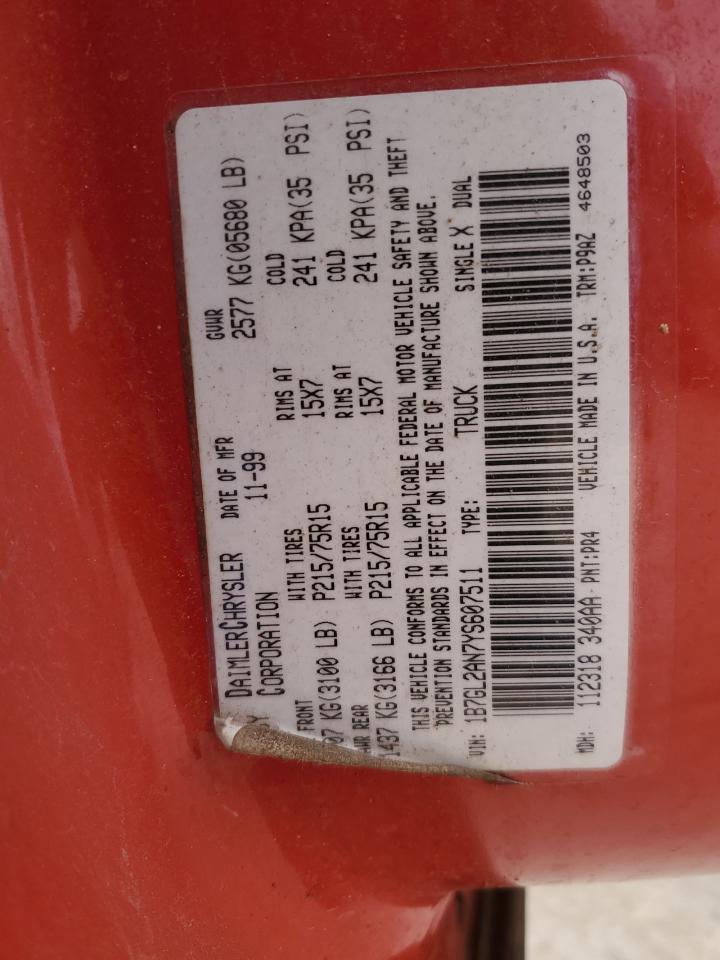 2000 Dodge Dakota VIN 1B7GL2AN7YS607511 Copart auction photo, front end damage thumbnail 14