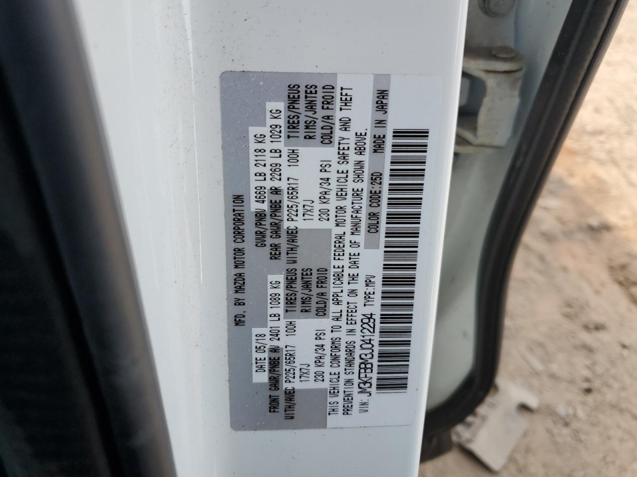2018 Mazda CX-5 VIN JM3KFBBM3J0412294 Copart auction photo, front end damage thumbnail 13
