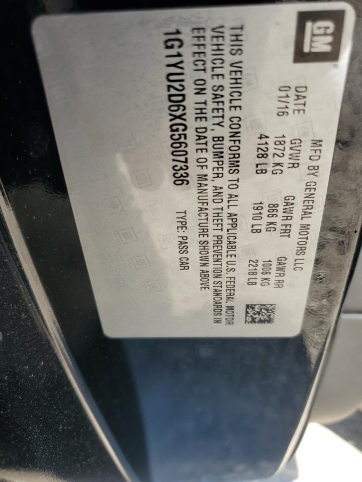 2016 Chevrolet Corvette VIN 1G1YU2D6XG5607336 Copart auction photo, front end damage thumbnail 14