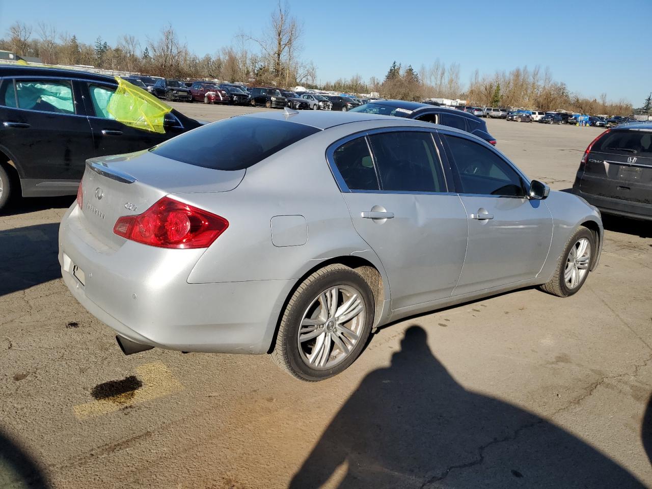 2012 Infiniti G VIN JN1CV6AR9CM971304 Copart auction photo, front end / undercarriage damage thumbnail 3