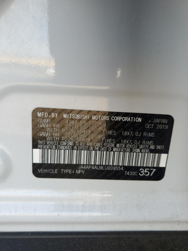 2020 Mitsubishi Outlander VIN JA4AP4AU9LU009554 Copart auction photo, front end / side damage thumbnail 13