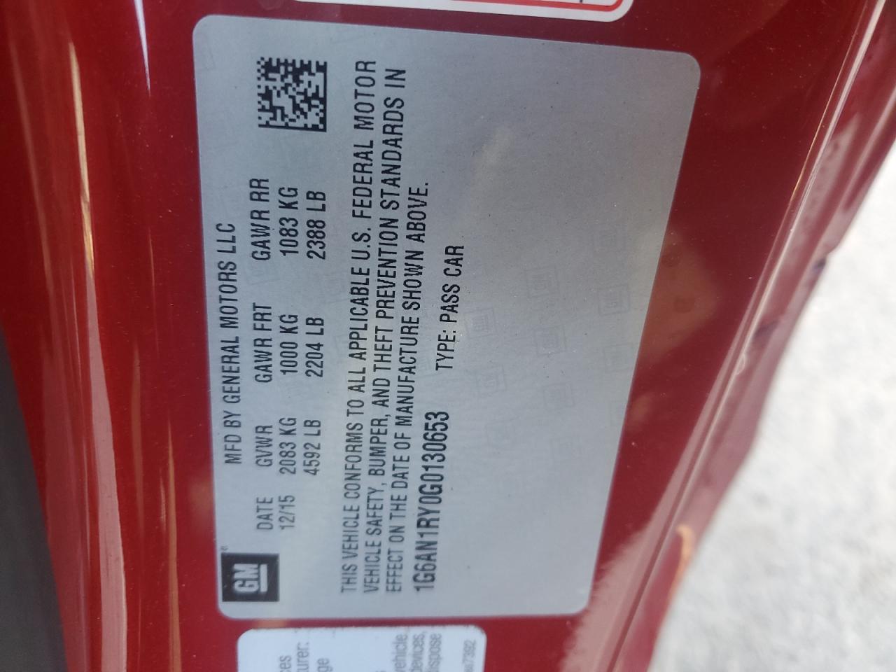 2016 Cadillac ATS VIN 1G6AN1RY0G0130653 Copart auction photo, rear end damage thumbnail 12