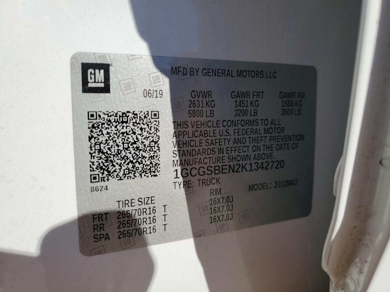 2019 Chevrolet Colorado VIN 1GCGSBEN2K1342720 Copart auction photo, front end damage thumbnail 14