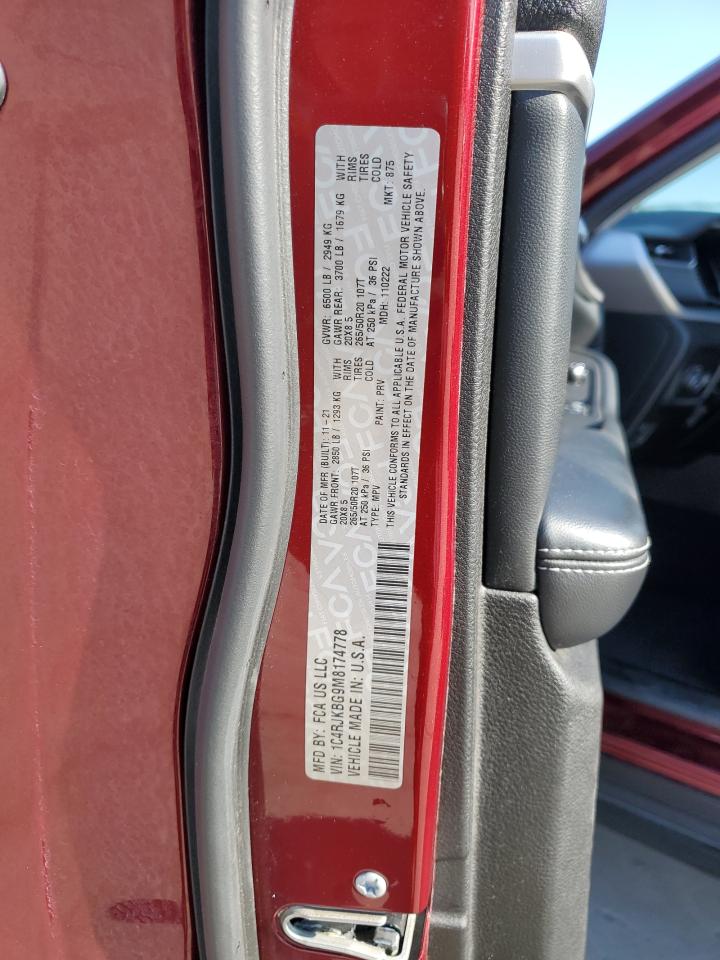 2021 Jeep Grand Cherokee VIN 1C4RJKBG9M8174778 Copart auction photo, rear end damage thumbnail 15