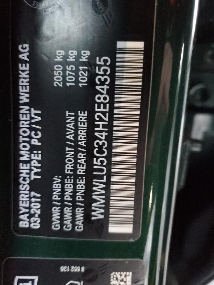 2017 MINI Cooper VIN WMWLU5C34H2E84355 Copart auction photo, all over damage thumbnail 13