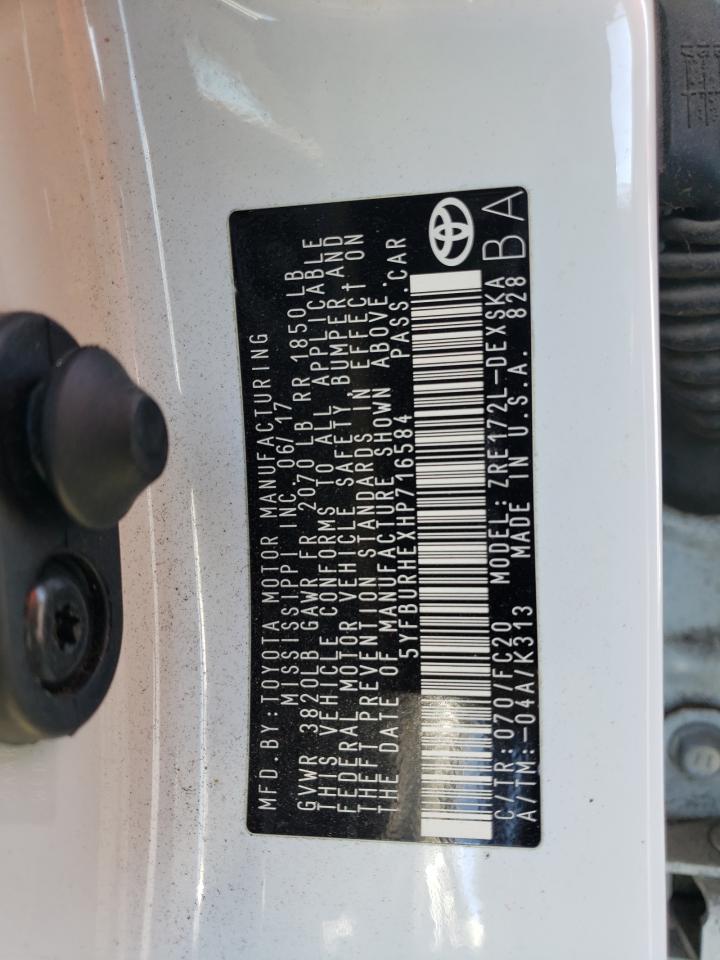 2017 Toyota Corolla VIN 5YFBURHEXHP716584 Copart auction photo, front end damage thumbnail 12